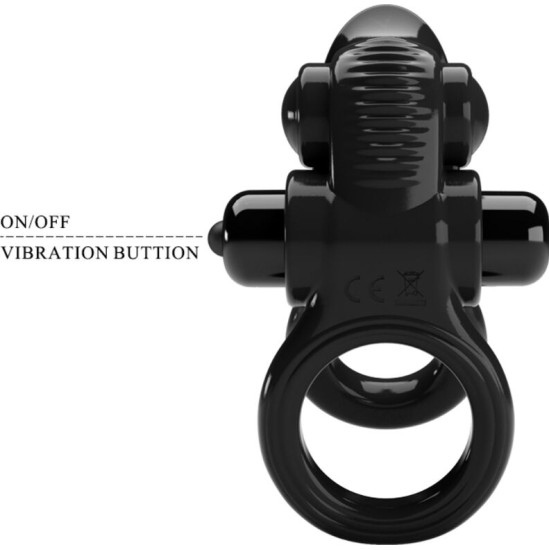 Pretty Love PASSIONATE RING DOUBLE VIBRATING RING + CLITORIS STIMULATOR BLACK