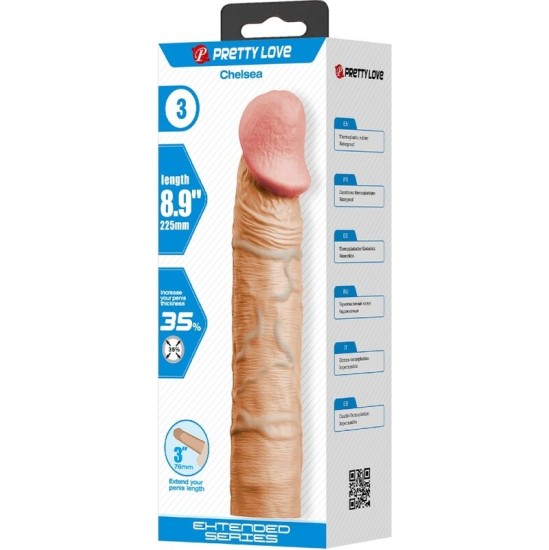 Pretty Love CHELSEA PENIS SLEEVE WITH 7.6 CM EXTENSION FLESH