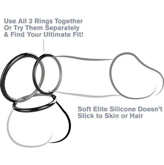 Fantasy C-Ringz Silicone 3-Ring Stamina Set Black