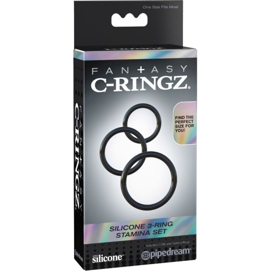Fantasy C-Ringz Silicone 3-Ring Stamina Set Black