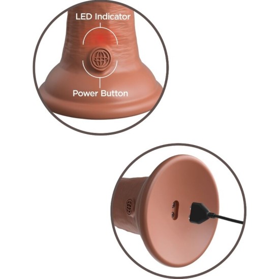 King Cock ELITE REALISTIC DILDO VIBRATING & SILICONE 20.3 CM CARAMEL