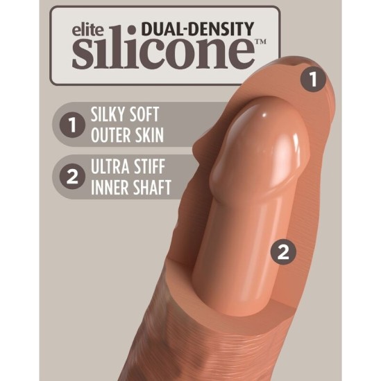 King Cock ELITE REALISTIC DILDO VIBRATING & SILICONE 20.3 CM CARAMEL
