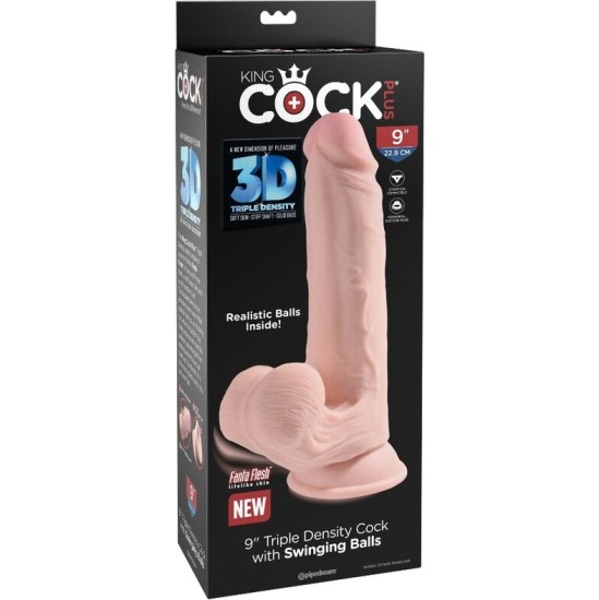 King Cock Plus KING COCK - PLUS 3D DILDO SWINGING BALLS 20.3 CM