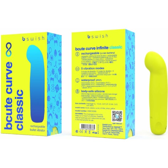 B Swish BCUTE CURVE INFINITE CLASSIC RECHARGEABLE SILICONE VIBRATOR YELLOW