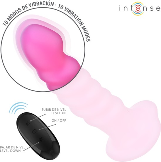 Intense Fun INTENSE - CINDY VIBRATOR SIZE L SPIRAL DESIGN 10 VIBRATIONS PINK REMOTE CONTROL