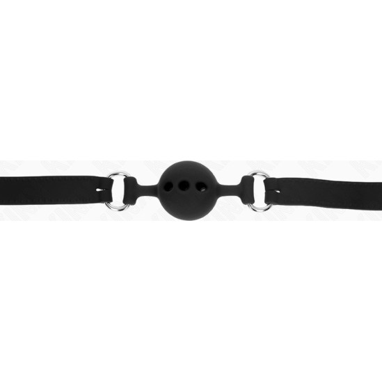 Kink Collar & Gag KINK - FULL SILICONE GAG 55 x 2 CM WITH 4 CM BALL SIZE S BLACK ADJUSTABLE 35-51 CM