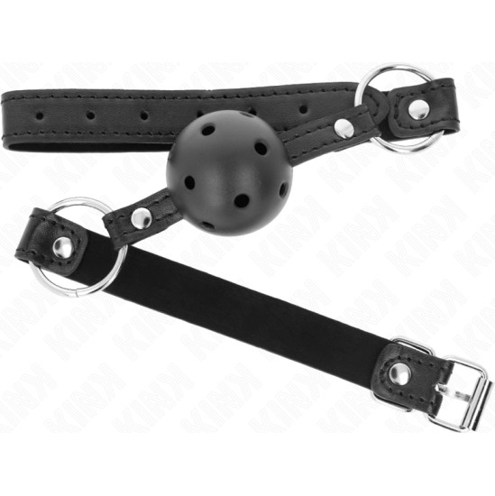 Kink Collar & Gag KINK - HOLLOW HARD BLACK BALL 4.5 CM GAG MODEL 1 63.5 X 2 CM
