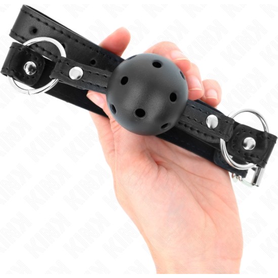 Kink Collar & Gag KINK - HOLLOW HARD BLACK BALL 4.5 CM GAG MODEL 1 63.5 X 2 CM