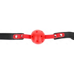Kink Collar & Gag KINK - RED HOLLOW HARD BALL 4 CM GAG BLACK STRAP 60 x 2 CM ADJUSTABLE 37-52 CM