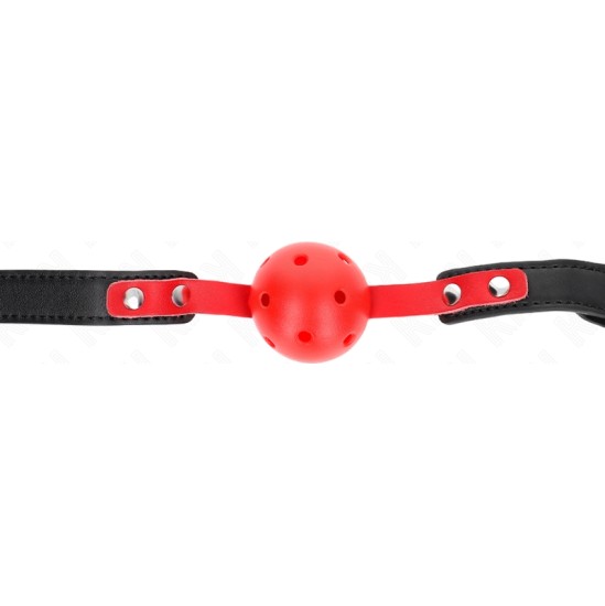 Kink Collar & Gag KINK - RED HOLLOW HARD BALL 4 CM GAG BLACK STRAP 60 x 2 CM ADJUSTABLE 37-52 CM