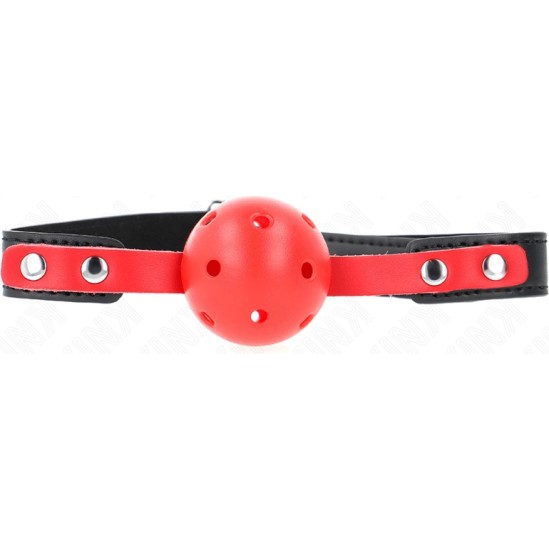 Kink Collar & Gag KINK - RED HOLLOW HARD BALL 4 CM GAG BLACK STRAP 60 x 2 CM ADJUSTABLE 37-52 CM