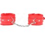 Kink Wrist Restraint KINK - PREMIUM FUR LINED WRIST RESTRAINTS RED WITH RED BELT ADJUSTABLE 17-29 CM X 6 CM