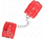 Kink Wrist Restraint KINK - PREMIUM FUR LINED WRIST RESTRAINTS RED WITH RED BELT ADJUSTABLE 17-29 CM X 6 CM
