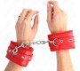 Kink Wrist Restraint KINK - PREMIUM FUR LINED WRIST RESTRAINTS RED WITH RED BELT ADJUSTABLE 17-29 CM X 6 CM