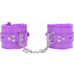 Kink Wrist Restraint KINK - FUR LINED WRIST RESTRAINTS WITH SQUARE HOLES PURPLE AND PURPLE BELT ADJUSTABLE 17-29 CM X 6 CM