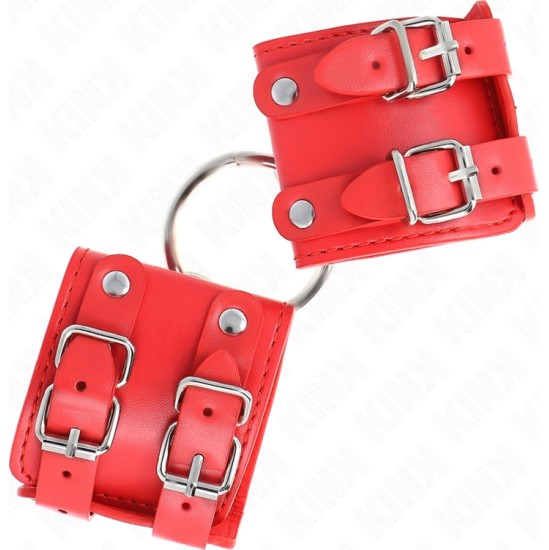Kink Wrist Restraint KINK - FIXED WRIST RESTRAINTS WITH RING AND STUDS ADJUSTABLE RED 17-22 CM X 6.5 CM