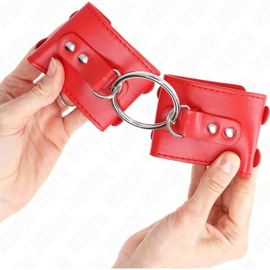 Kink Wrist Restraint KINK - FIXED WRIST RESTRAINTS WITH RING AND STUDS ADJUSTABLE RED 17-22 CM X 6.5 CM