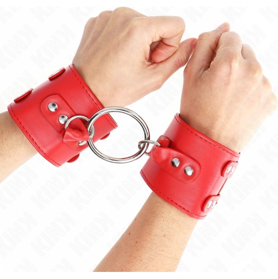 Kink Wrist Restraint KINK - FIXED WRIST RESTRAINTS WITH RING AND STUDS ADJUSTABLE RED 17-22 CM X 6.5 CM