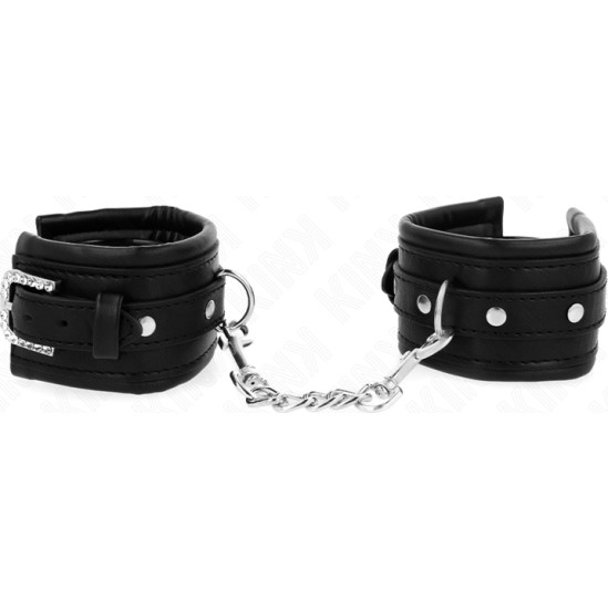 Kink Wrist Restraint KINK - RHINESTONE BUCKLE WRIST RESTRAINTS BLACK ADJUSTABLE 25-32 CM X 5.5 CM