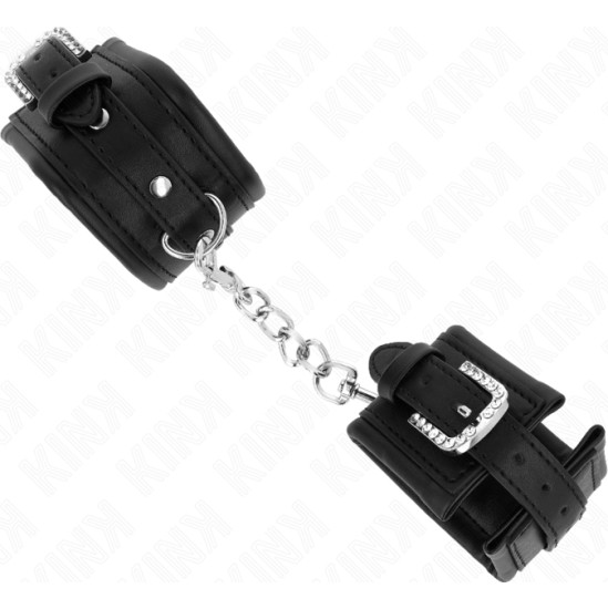 Kink Wrist Restraint KINK - RHINESTONE BUCKLE WRIST RESTRAINTS BLACK ADJUSTABLE 25-32 CM X 5.5 CM