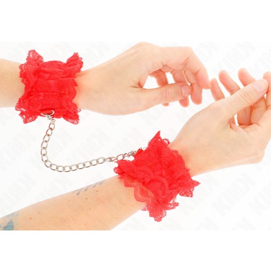 Kink Wrist Restraint KINK - LACE ELASTIC WRIST RESTRAINTS RED