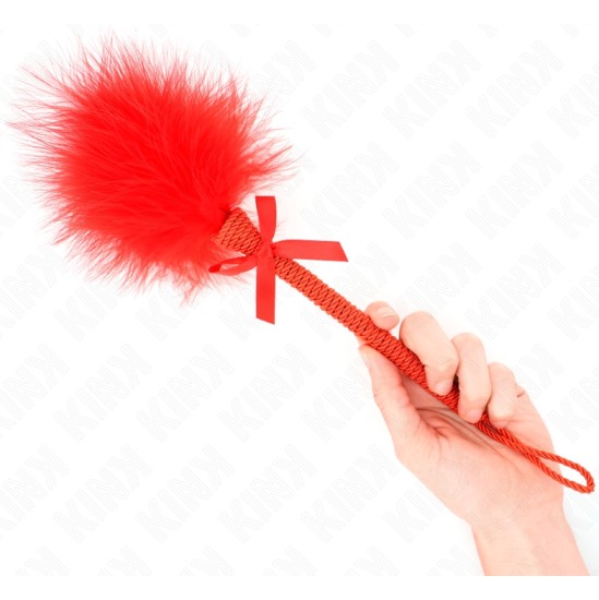 Kink Impact & Touch KINK - NYLON ROPE WAND WITH TICKLE FEATHERS AND RED BOW 25 CM