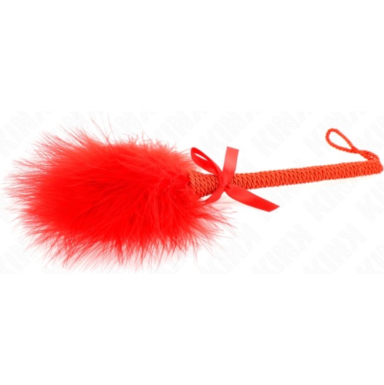 Kink Impact & Touch KINK - NYLON ROPE WAND WITH TICKLE FEATHERS AND RED BOW 25 CM