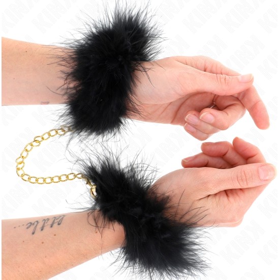 Kink Wrist Restraint KINK - FEATHER HAND CUFFS WITH GOLD CHAIN MODEL 0