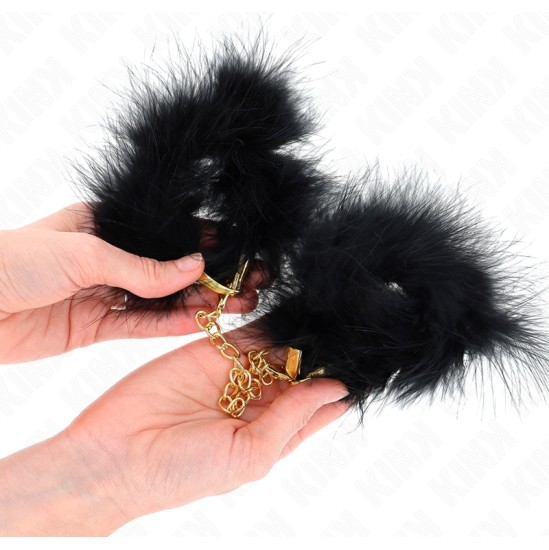 Kink Wrist Restraint KINK - FEATHER HAND CUFFS WITH GOLD CHAIN MODEL 0