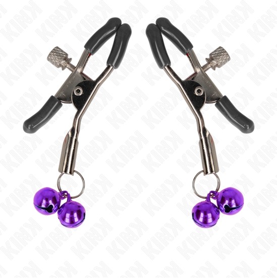 Kink Nipple Grip KINK - DOUBLE BELL NIPPLE CLAMP PURPLE 6 CM