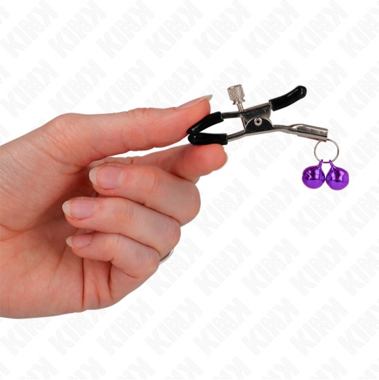 Kink Nipple Grip KINK - DOUBLE BELL NIPPLE CLAMP PURPLE 6 CM