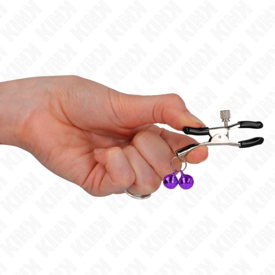 Kink Nipple Grip KINK - DOUBLE BELL NIPPLE CLAMP PURPLE 6 CM