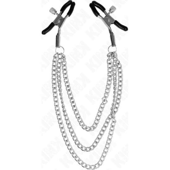Kink Nipple Grip KINK - NIPPLE CLAMPS WITH 3 CHAINS SILVER 20/23/28 CM
