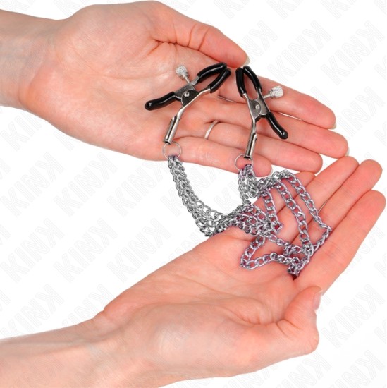 Kink Nipple Grip KINK - NIPPLE CLAMPS WITH 3 CHAINS SILVER 20/23/28 CM