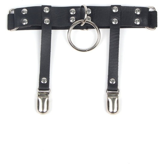 Subblime Fetish SUBBLIME - 953744 ADJUSTABLE LEATHER PUNK GARTER BLACK ONE SIZE