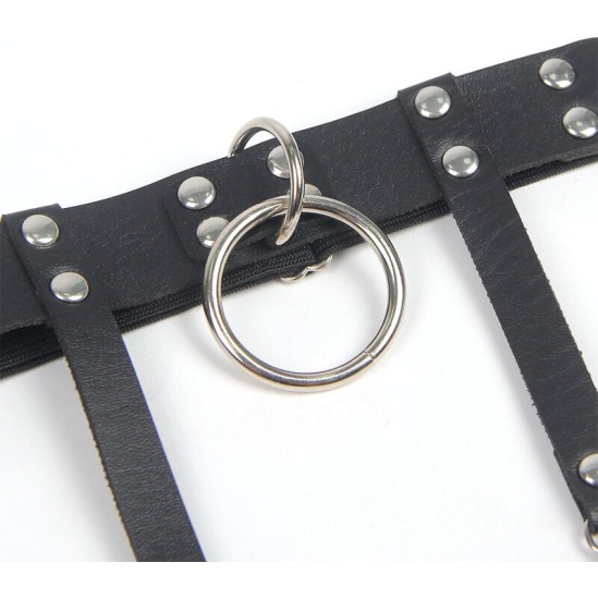 Subblime Fetish SUBBLIME - 953744 ADJUSTABLE LEATHER PUNK GARTER BLACK ONE SIZE