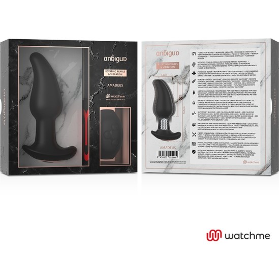 Anbiguo WATCHME REMOTE CONTROL ANAL PLUG VIBRATOR WITH ROTATION OF AMADEUS PEARLS