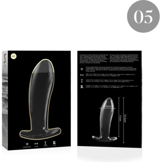 Nebula Series By Ibiza MODEL 5 ANAL PLUG BOROSILICATE GLASS CLEAR 12.5 CM -O- 3.5 CM