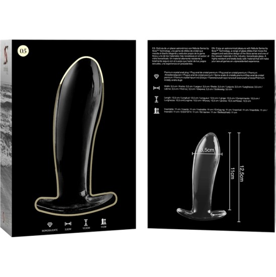 Nebula Series By Ibiza MODEL 5 ANAL PLUG BOROSILICATE GLASS CLEAR 12.5 CM -O- 3.5 CM