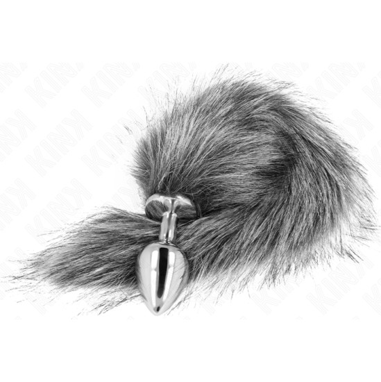 Kink Pleasure Plugs KINK - ANAL PLUG SIZE M 8 X 3.5 CM WITH SYNTHETIC TAIL 40 CM GREY