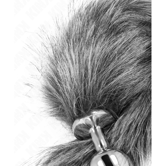 Kink Pleasure Plugs KINK - ANAL PLUG SIZE M 8 X 3.5 CM WITH SYNTHETIC TAIL 40 CM GREY