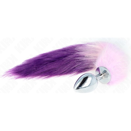 Kink Pleasure Plugs KINK - ANAL PLUG SIZE L 10 X 4 CM WITH SYNTHETIC TAIL 40 CM PURPLE