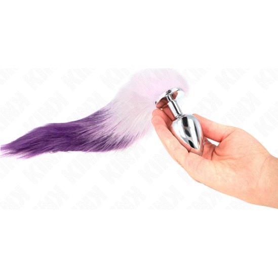 Kink Pleasure Plugs KINK - ANAL PLUG SIZE L 10 X 4 CM WITH SYNTHETIC TAIL 40 CM PURPLE