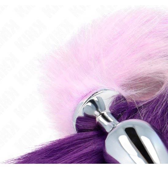 Kink Pleasure Plugs KINK - ANAL PLUG SIZE L 10 X 4 CM WITH SYNTHETIC TAIL 40 CM PURPLE