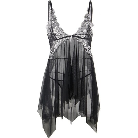 Subblime Babydolls SUBBLIME - BABYDOLL FABRIC TULLE CHEST LACE L/XL