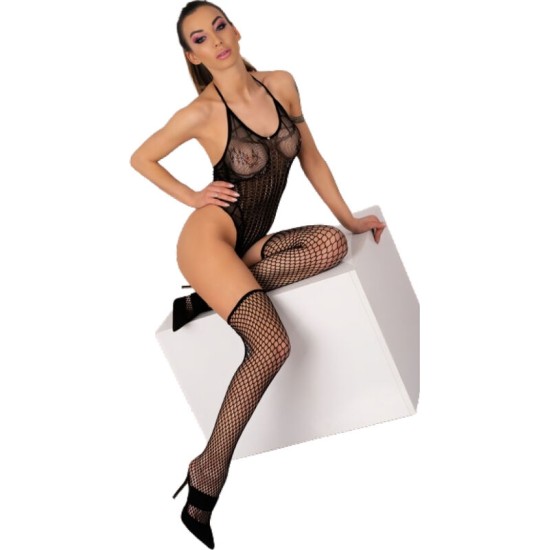 Livco Corsetti Sets LIVCO CORSETTI FASHION - FLAMMEN LC 17355 SET BODY + STOCKINGS BLACK ONE SIZE