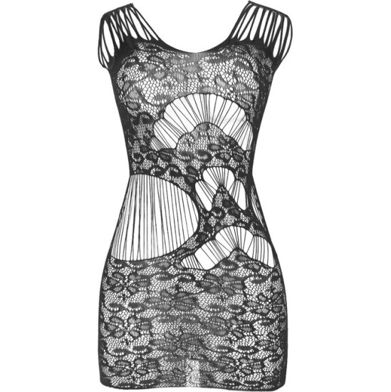 Subblime Dresses SUBBLIME - 951771 LONG DRESS WITH OPEN BACK WITH FISHNET BLACK ONE SIZE