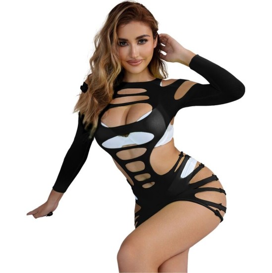 Subblime Dresses SUBBLIME - 952266 LONG SLEEVE ELASTIC FISHNET DRESS BLACK ONE SIZE