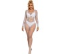 Subblime Bodystockings SUBBLIME - 952396 FISHNET BODYSTOCKING WITH DIAMONDS LONG SLEEVE WHITE ONE SIZE