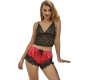 Subblime Sets SUBBLIME - 953966 CASUAL SILK NIGHTGOWN + LACE PANTS BLACK/RED L/XL